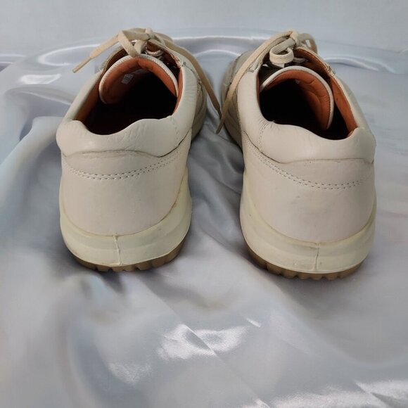 Ecco Men\'s Seawalker Cream Leather Lace Up Shoes Size 9-9.5